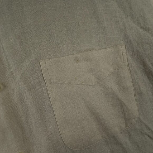 Brooks Brothers All Irish Linen Ivory XL Men Button Up Shirt Short Sleeve Woven - Picture 14 of 16